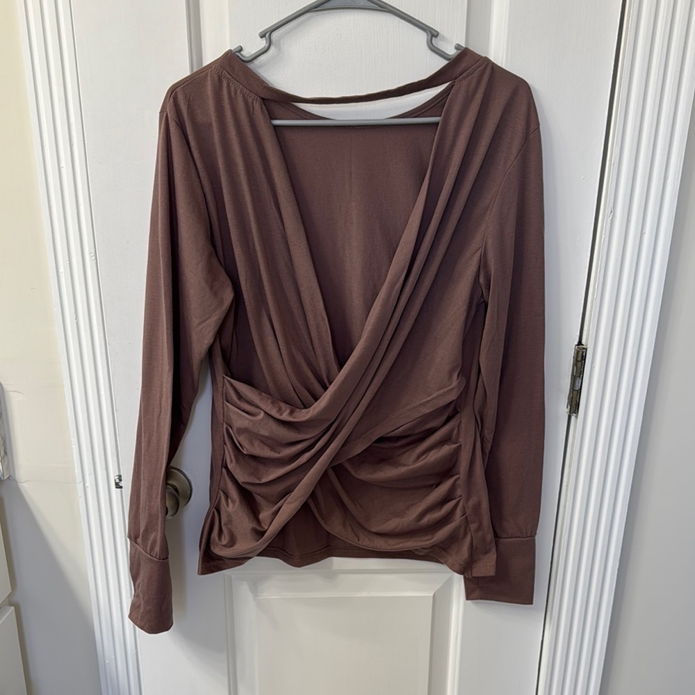 Elegant Brown Drape Top size large